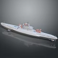 Detailed Military Submarine Scale Model With White Hull And Deck Features