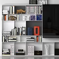 Modern bookcase bookshelf background wall 3d model
