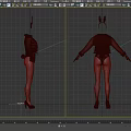 Bunny Ears Costume With Black Coat Gray Leggings And Black High Heels Gloves