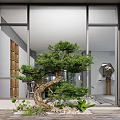 Green Plant Cabin Storefront Design With Chinese Style Roof And Wooden Entrance