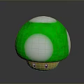 Cute Green Mushroom with White Spots on Cap Yellow Base and Adorable Eyes Design