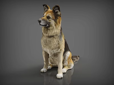 Dog Sheepdog Reptile German Black Back Large Dog 3d model