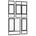 Different Modern Window Designs With Black Frames And Panel Configurations 3d model