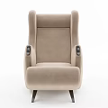 Beige Modern Single Seater Sofa Upholstered with Curved Arms and Black Legs