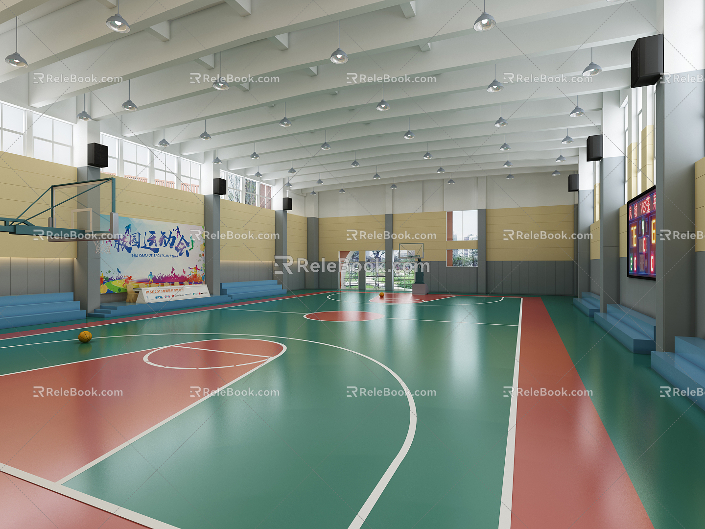 Modern Basketball Hall Indoor Basketball Hall 3d model