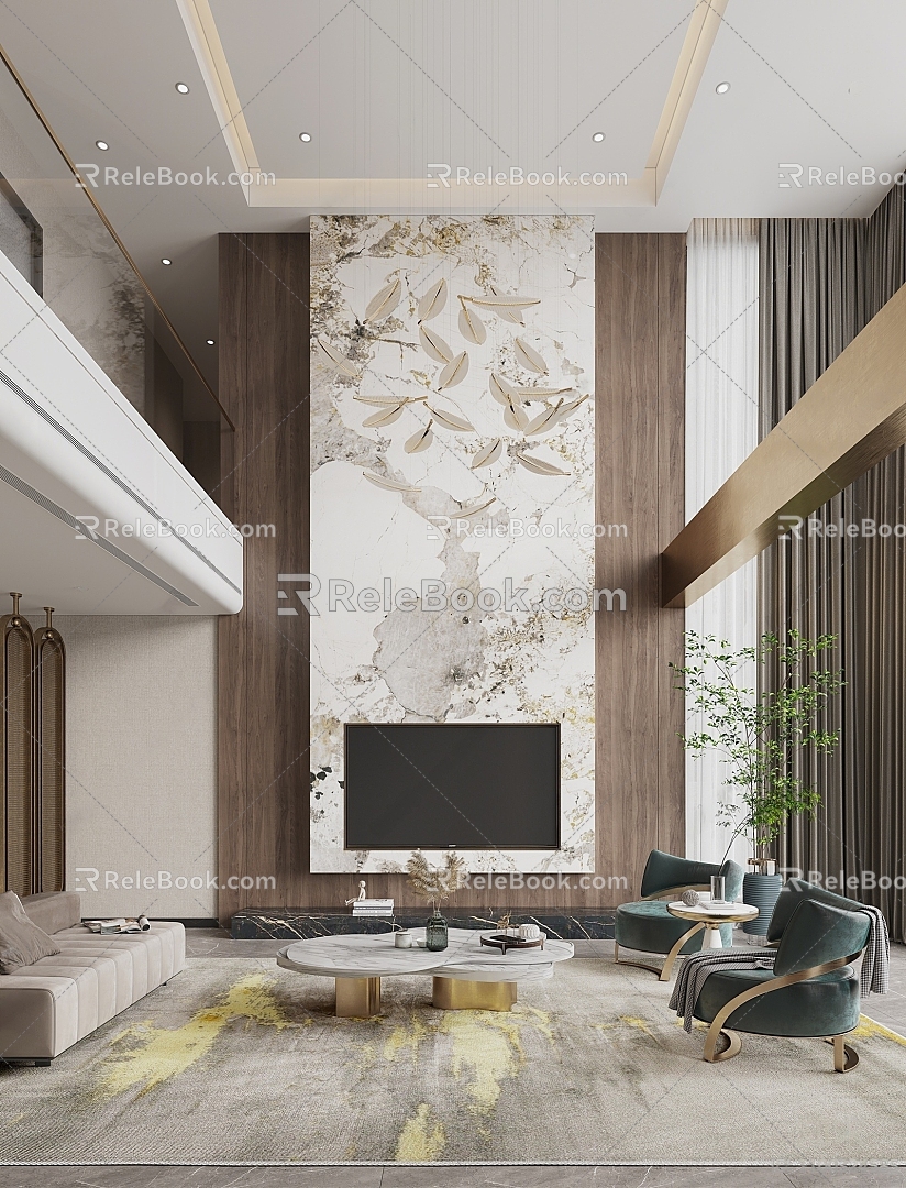 Modern Duplex Living Room Living Room 3d model