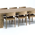 Nordic Dining Table and Chair Combination Square Six-person Dining Table 3d model