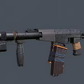 Tactical Weapon Rifle With Scope Barrel Magazine And Modern Military Features