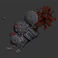 Mechanical Character Creature Design With Red Coral Structures And Metallic Spheres Claws 3d model