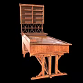 Spacious Vintage Wooden Desk With Upper Bookshelf Drawers And Classic Design
