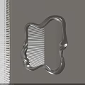 Silver Irregular Wavy Frame Mirror Mounted On Beige Wall Reflecting Window Blinds 3d model
