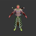 Man in Ornate Gold Red and Silver Armor with Decorative Shoulder Accents