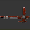 Red Futuristic Sci Fi Spaceship With Streamlined Body Sleek Structure And Metallic Accents