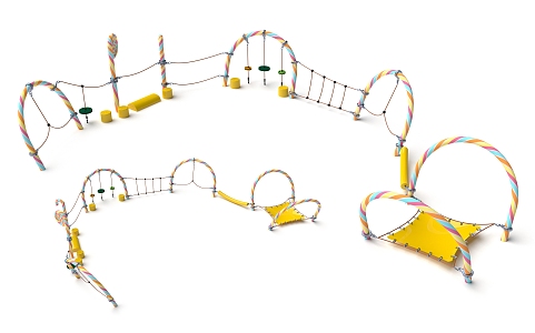 Multi-functional expansion combination crawl amusement park children's park amusement park amusement sketch 3d model