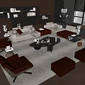 Modern Living Room Sofa And Coffee Table Set Featuring Black Table Accent Chairs And Ottomans
