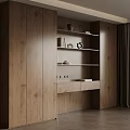 Modern Wooden Bookcase With Open Shelves And Decorative Items In Interior