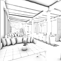 Traditional Hotel Public Lounge Area With Wooden Ceiling Sofa And Decorative Paintings