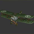 Green Biplane Model With White Peace Symbols And Orange Details On Dark Background