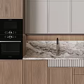 Modern Kitchen Interior With Wooden Cabinets Marble Island And Appliances