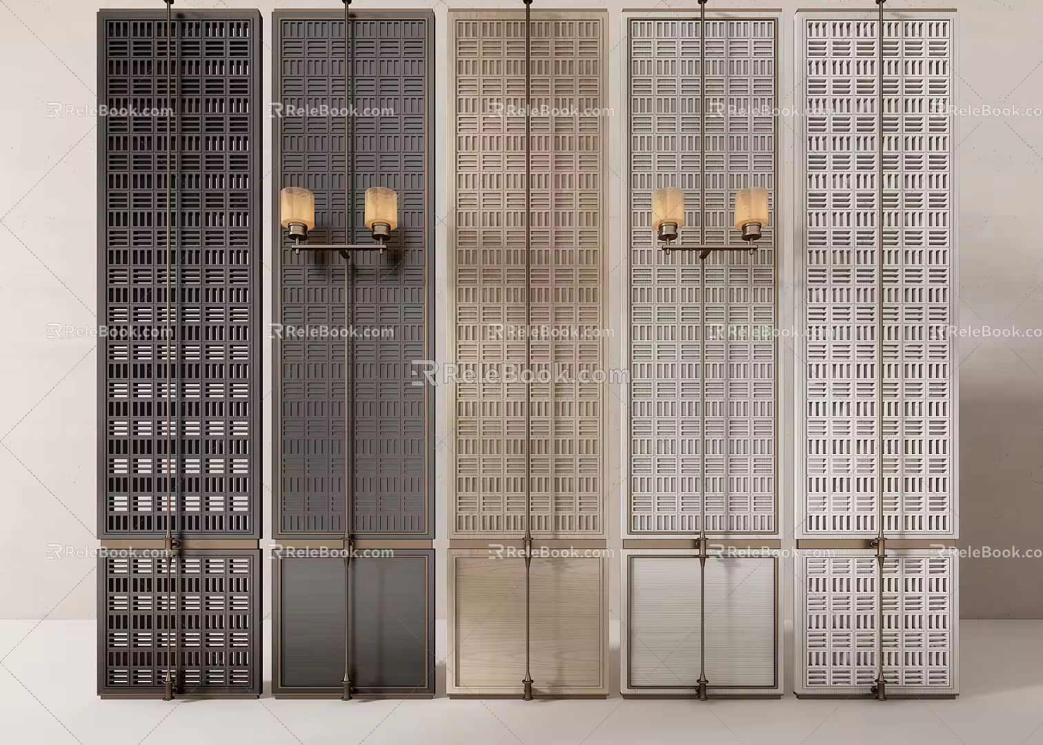 CCD Hotel Screen Partition Combination Hollow Screen Wall Lamp 3d model