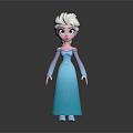 Elsa Game Movie Character With White Hair Blue Dress Cartoon Style Standing Pose And Reflection