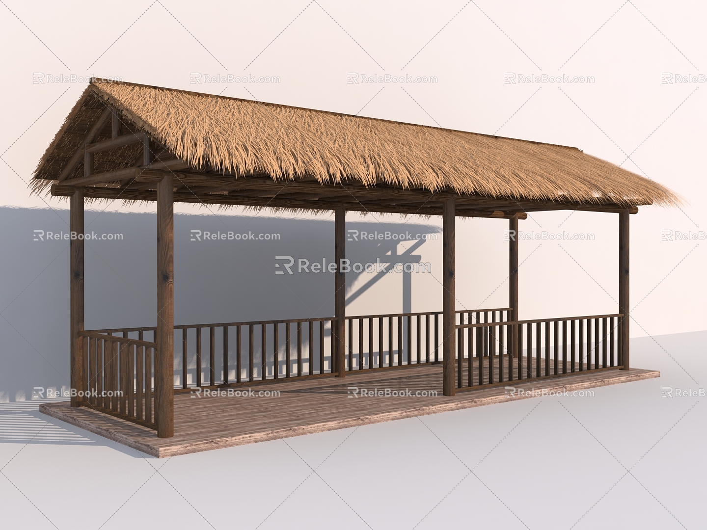 Chinese-style thatched pavilion porch 3d model