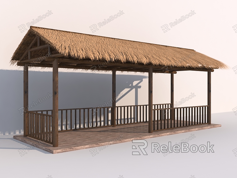 Chinese-style thatched pavilion porch model