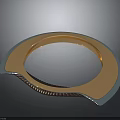 Curved Weapon Design With Blue Edge Gold Inner Ring And Beige Metallic Panel
