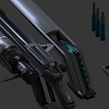 Futuristic Modern Weapon Design Featuring Sleek Rifles And Green Bullets