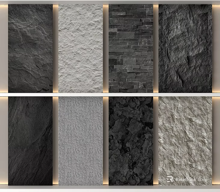 Various Natural Stone Texture Samples With Different Patterns And Color Tones 3d model 