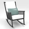 Stylish Rocking Chair With Black Frame White Cushion And Light Green Pillow