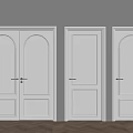 White Double Doors With Golden Handles Paneled Design Modern Interior View 3d model