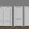 French Cream Style Wooden Door Single Door Double Door 3d model