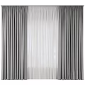 Modern Gray Heavy Curtains With White Sheer Panels And Window View 3d model