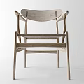 Simple Modern Dining Chair With Wooden Frame Woven Seat And Armrests