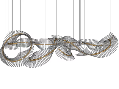 Modern Abstract Pendant Light With Artistic Curved Metal Frames For Interior Design 3d model
