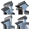 Ancient Architecture Gateway Design With Traditional Tiled Roof Wooden Door And White Walls
