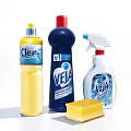 Essential Bathroom Small Accessories With Cleaning Detergent Spray Bottle And Sponge