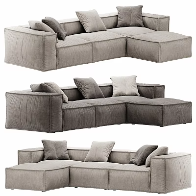 Modern Sectional Sofa With Soft Pillows And Modular Design For Living Space 3d model