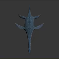 3D Rendered Blue Aquatic Dinosaur Model With Long Neck And Flippers