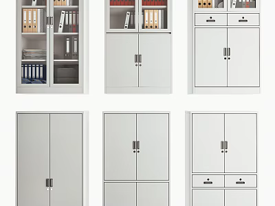 Different Bookcase Designs with Glass Doors Storage Drawers and Double Doors 3d model