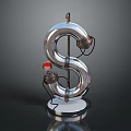 Modern Silver S Shaped Metal Decorative Lamp With White Base And Red Light