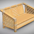Outdoor Public Bench Made Of Bamboo With Woven Design And Durable Structure