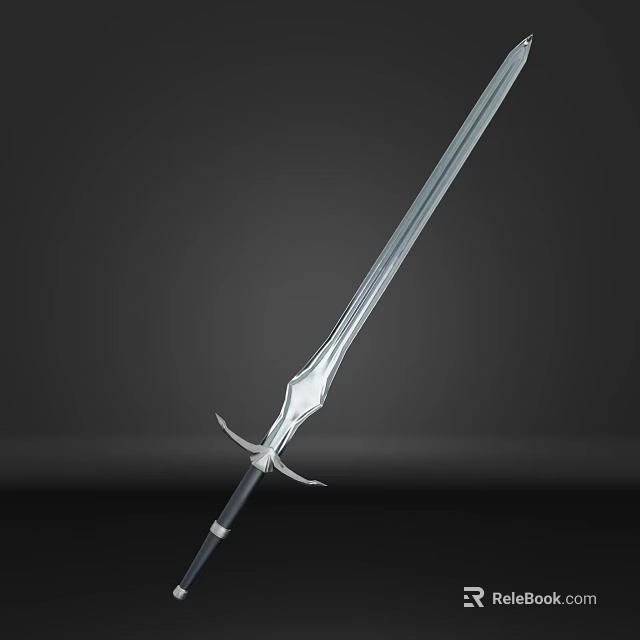 Elegant Medieval Sword With Long Silver Blade And Decorative Crossguard Hilt Design 3d model 