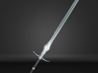Elegant Medieval Sword With Long Silver Blade And Decorative Crossguard Hilt Design 3d model