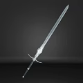 Elegant Medieval Sword With Long Silver Blade And Decorative Crossguard Hilt Design