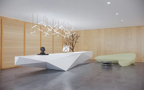 Modern Front Desk Front Office Front Desk Reception Desk Rest Area 3d model