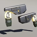 Futuristic Mechanical Weapon With Yellow Details Black Green Design And White Emblem