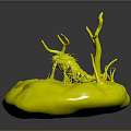 Vibrant Crab On Shiny Platform With Dry Branches And Green Grass 3d model