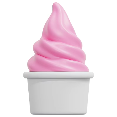 Pink Swirled Creamy Soft Serve Ice Cream In White Paper Cup 3d model